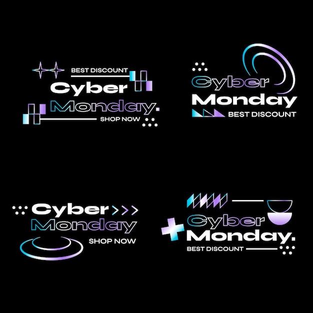 Kostenloser Vektor illustration mit farbverlaufstext für den cyber-monday-verkauf