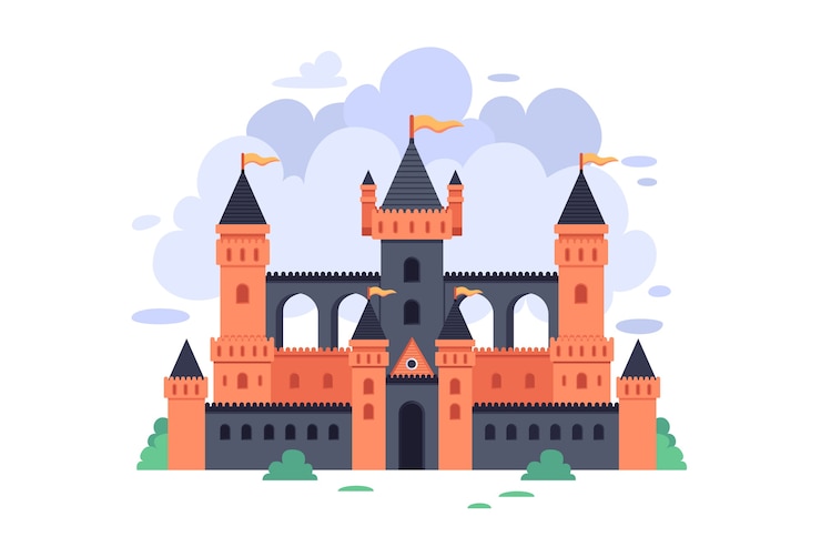 Kostenlose Vektor illustration mit märchenschloss