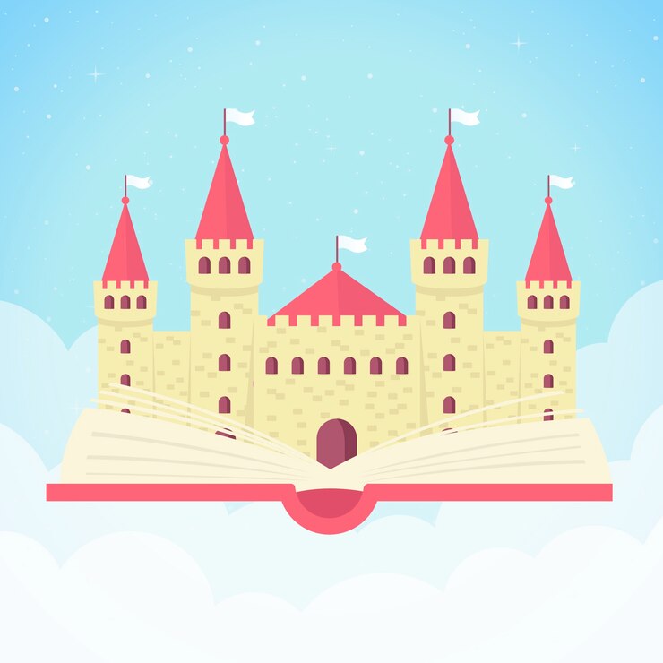 Kostenlose Vektor illustration mit märchenschloss