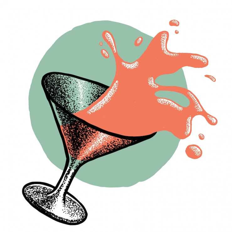 Kostenlose Vektor illustration mit spritzendem trinkglas