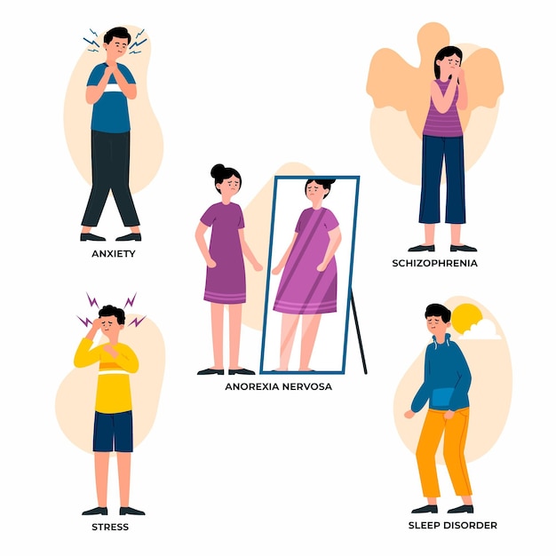 Kostenloser Vektor illustration verschiedener psychischer störungen