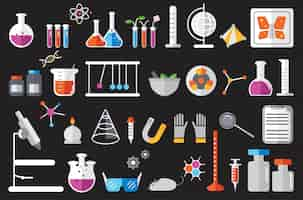 Kostenloser Vektor illustration von chemielaborinstrumenten eingestellt