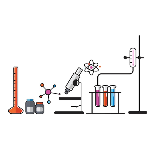 Illustration von Chemielaborinstrumenten eingestellt