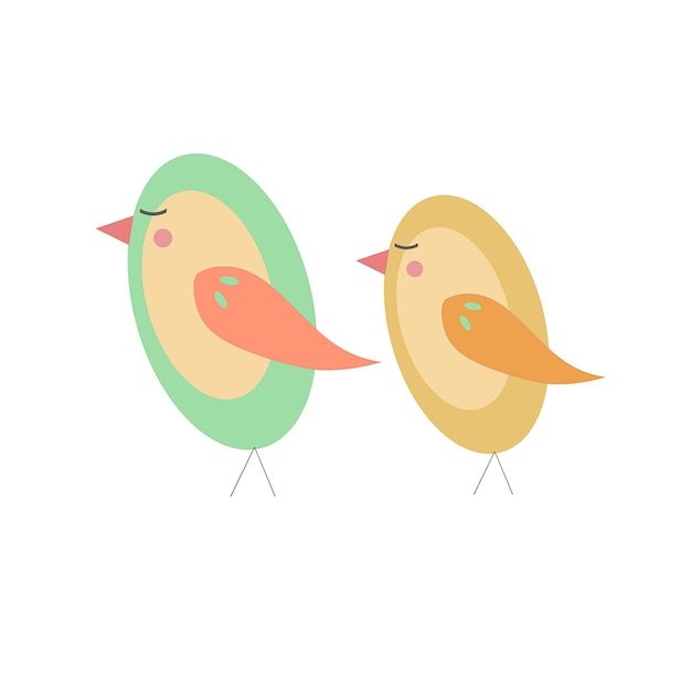 Illustration von den grünen und gelben netten Vögeln lokalisiert auf Weiß.