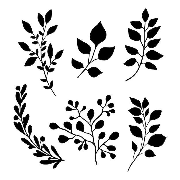 Illustration von flachen Blumen-Silhouetten