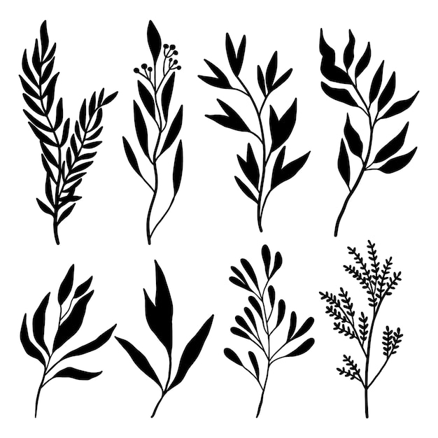 Illustration von flachen Blumen-Silhouetten