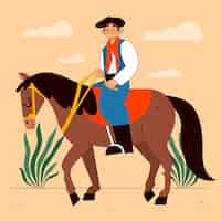 Kostenloser Vektor illustration von gaucho-cowboy im handgezeichneten stil