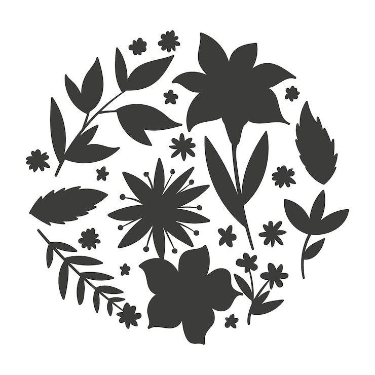 Kostenlose Vektor illustration von handgezeichneten blumen-silhouetten