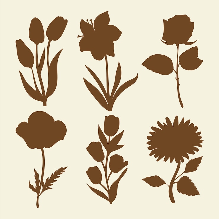 Kostenlose Vektor illustration von handgezeichneten blumen-silhouetten