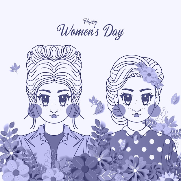 Illustration zum internationalen Frauentag mit Frauenprofil