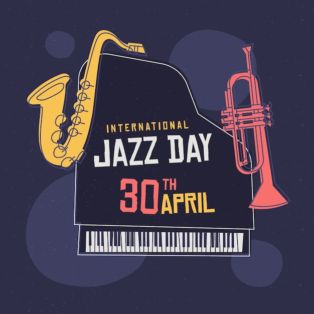 Illustration zum internationalen jazz-tag mit verschiedenen instrumenten