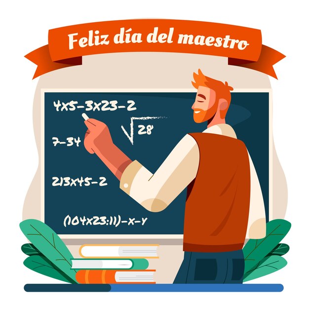 Illustration zum Tag des flachen Lehrers auf Spanisch