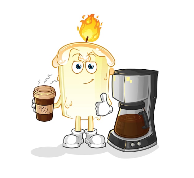 Illustration zum trinken von kaffee der kerze. zeichenvektor