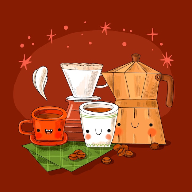 Illustration zur feier des internationalen kaffeetags