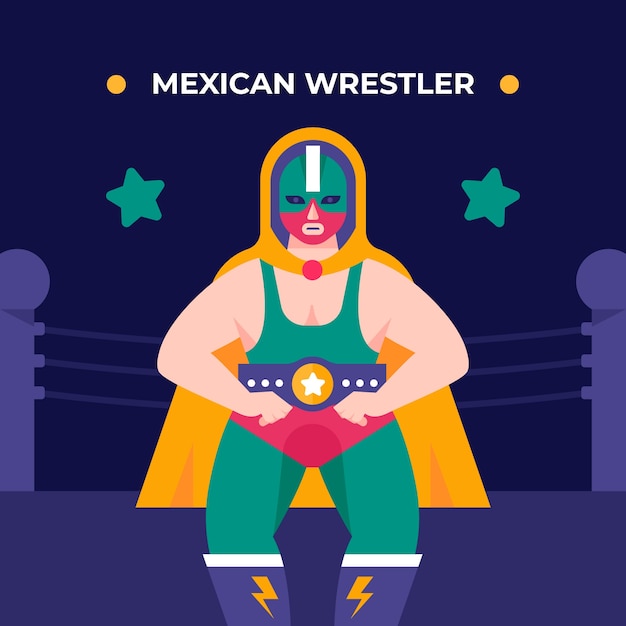 Kostenloser Vektor illustrationsdesign des mexikanischen wrestlers