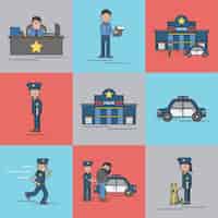 Kostenloser Vektor illustrationssatz des polizeivektors