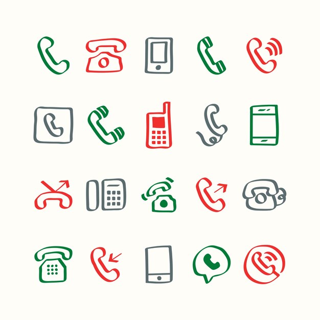 Illustrationssatz Telefonikonen