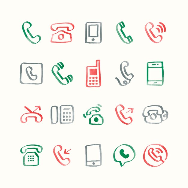 Illustrationssatz Telefonikonen