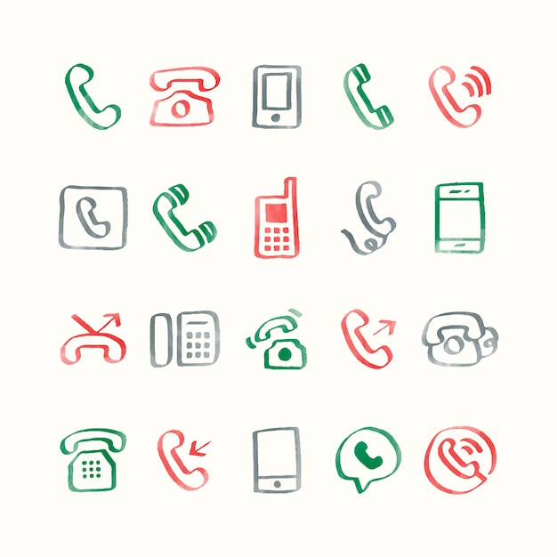 Illustrationssatz Telefonikonen