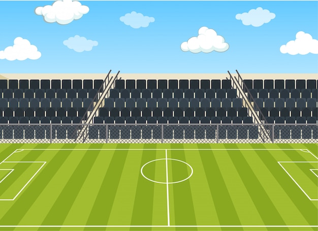 Kostenloser Vektor illustrationsszene mit fußballplatz und stadion