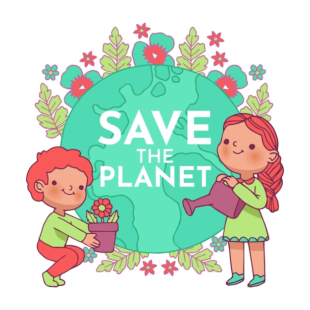 Illustriert mit save the planet