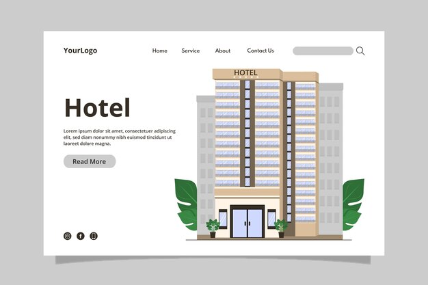 Illustrierte Hotel-Landingpage-Vorlage