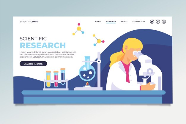 Illustrierte Landingpage für wissenschaftliche Forschung