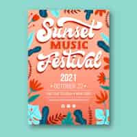 Kostenloser Vektor illustrierte musikfestivalplakatschablone