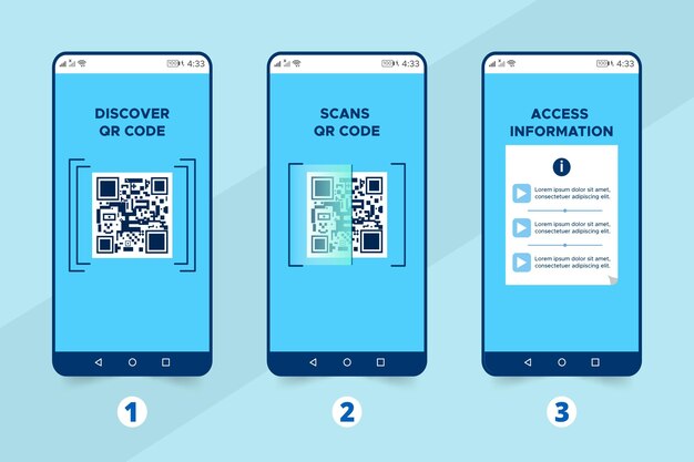Illustrierte Schritte beim Scannen von QR-Code