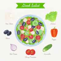 Kostenloser Vektor illustriertes gesundes salatrezept