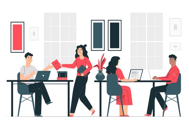Im Büroillustrationskonzept