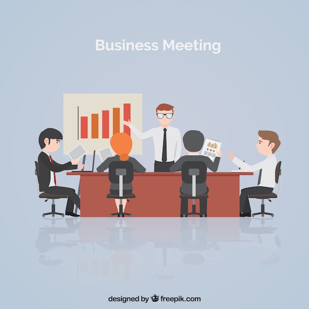 Im business-meeting-szene mit statistiken