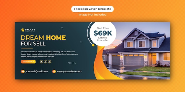 Immobilien-haus zum verkauf facebook-cover-banner-werbung-vorlagen-design