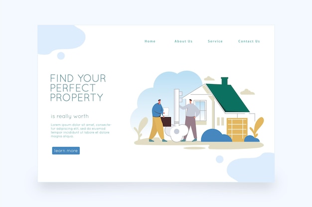 Kostenloser Vektor immobilien-landingpage-design