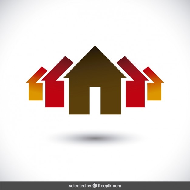 Kostenloser Vektor immobilien logo mit haus silhouetten