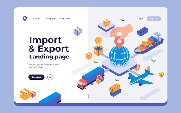 Importieren und exportieren sie flat-design-landingpages