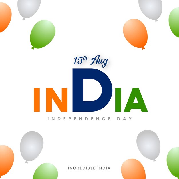 Indischer Unabhängigkeitstag 15. August National Poster Orange Blau Grün Social Media Poster Banner Free Vector