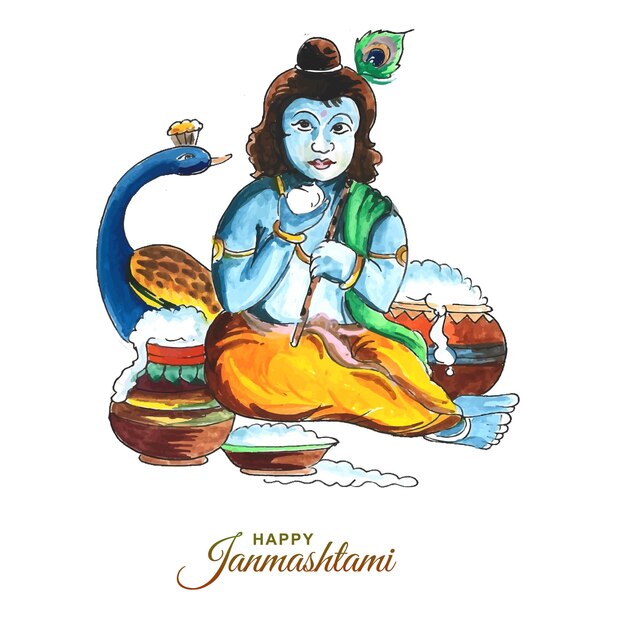 Indisches hinduistisches Festival von Janmashtami-Feierkartenhintergrund