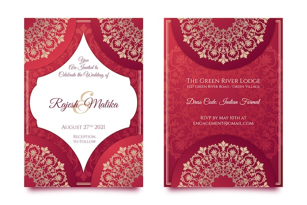 Indisches Hochzeitsbriefpapier gesetzt
