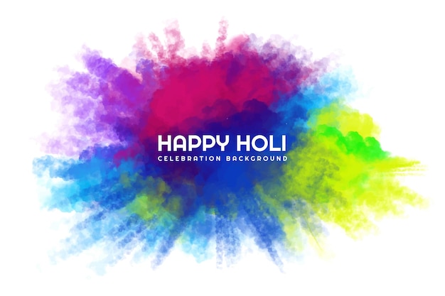 Kostenloser Vektor indisches holi-festival mit farbiger pulverexplosion auf weißem hintergrund