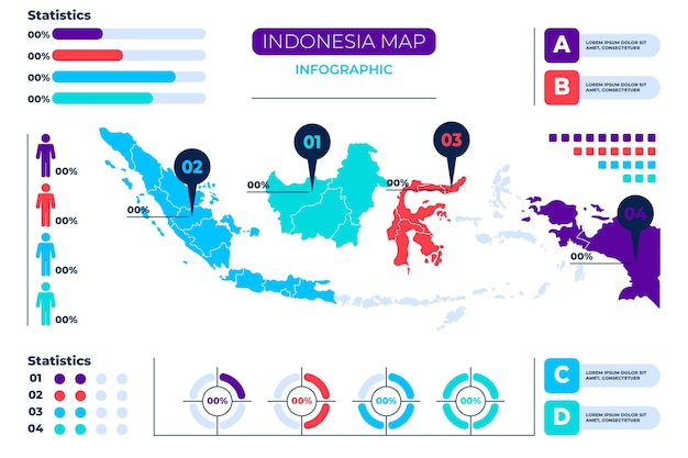 Indonesien karte infografiken