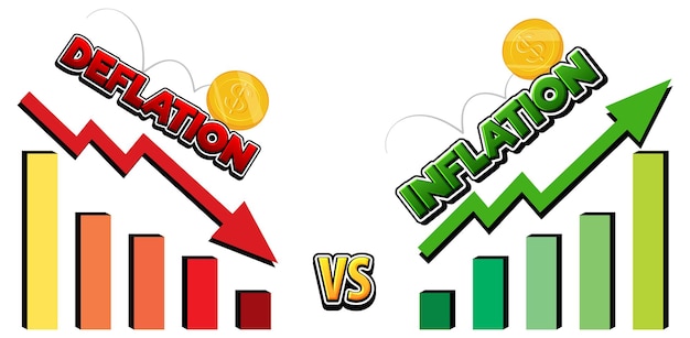 Inflation vs. deflation mit pfeil nach oben und unten