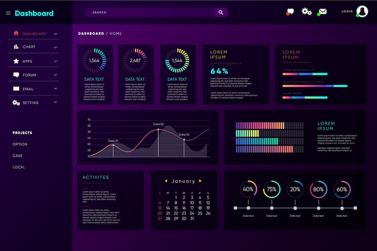 Kostenlose Vektor infografik dashboard-benutzeroberfläche