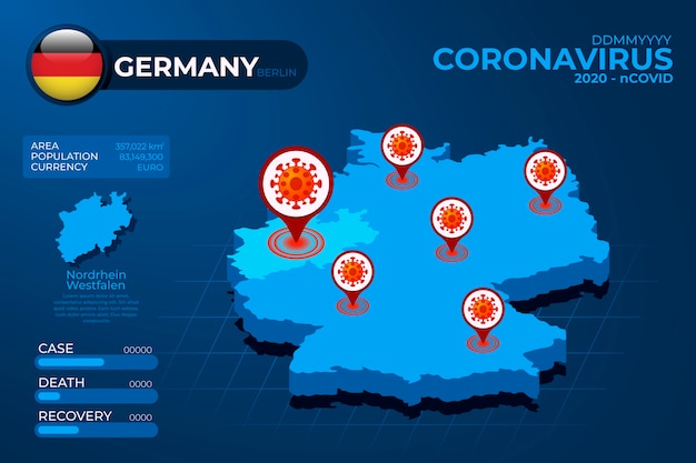 Infografik der coronavirus-landkarte