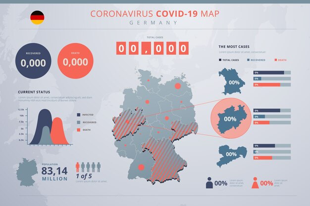 Kostenloser Vektor infografik der coronavirus-landkarte