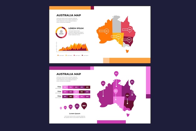 Kostenloser Vektor infografik der linearen australienkarte