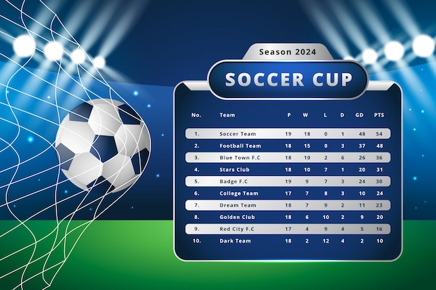 Kostenloser Vektor infografik-design für fußball-positionsdiagramme mit farbverlauf