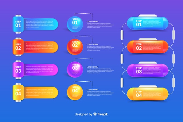 Infografik-elemente-auflistung in realistischen glänzenden stil