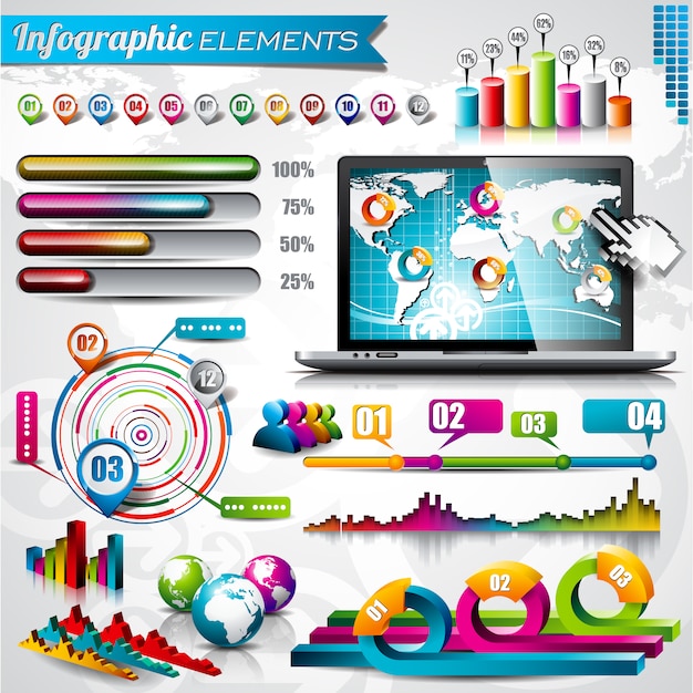 Kostenloser Vektor infografik-elemente sammlung