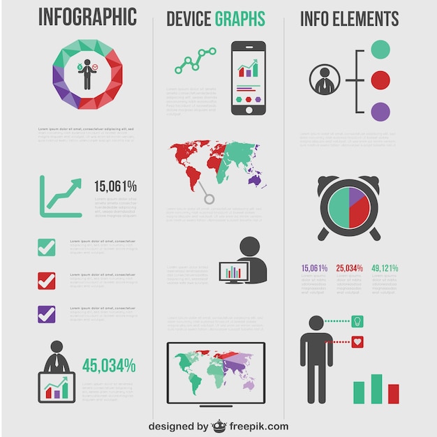 Kostenloser Vektor infografik-elemente sammlung